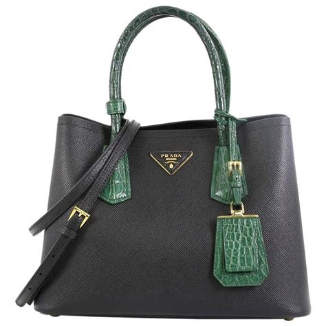 prada double tote crocodile